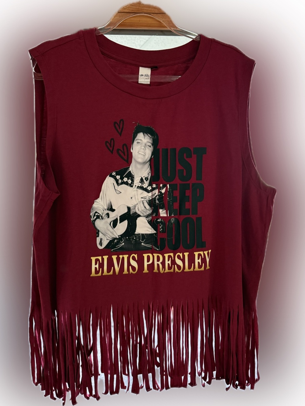 Elvis Presley Just Keep Rockin’ Fringe Tank Top NWT OXL